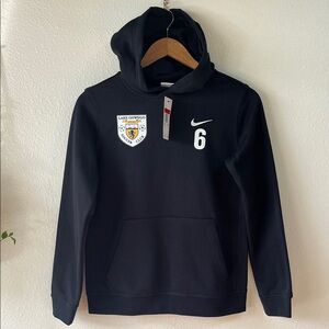 Nike Black Pullover Hoodie Hooded Sweatshirt NWT Kids L Personalized Soccer